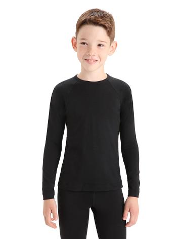 Long Sleeve Icebreaker Merino 200 Oasis Crewe Thermal Top Enfant Noir | FR 1945KORI